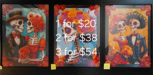 Framed Day of the Dead Diamond Painting Art