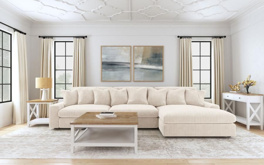 Sectional Blaine Reversible Chaise Sand Corduroy fabric, New Especial price