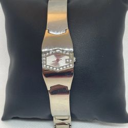 Women's Guess Quartz Silver Dial Crystal Bezel G75528L Wristwatch Free Shipping 