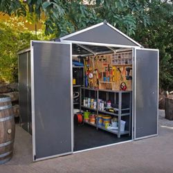 
CANOPIA by PALRAM

Rubicon 6 ft. x 8 ft. Dark Gray Plastic Garden Storage Shed 45.6 sq. ft.

