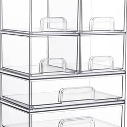 Vtopmart Stackable Storage Drawers Set of 6, Clear Plastic Organizer Bins for Bathroom Supplies,Idea
