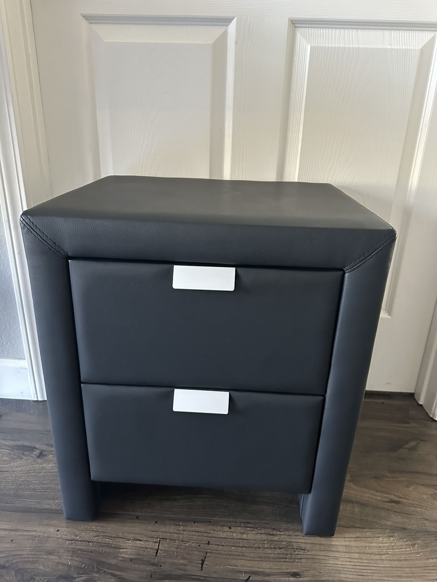 Black upholstered Two-Drawer Nightstand