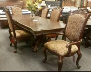 7 PCS FORMAL DINING TABLE WITH ELEGANT CHAIRS NEW