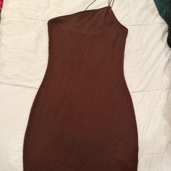 H&M Brown One Shoulder Dress 