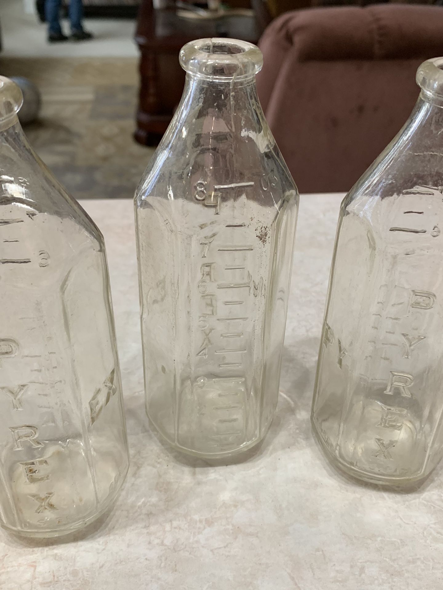 Set Of 3 Antique Pyrex 8 Oz Laboratory Bottles