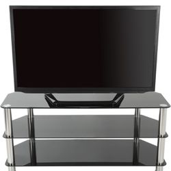 Black and Chrome Glass TV Stand