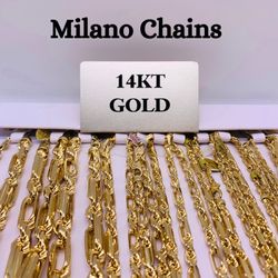 14K Gold Italian Milanos! Limited Stock, See Description For Sizes 