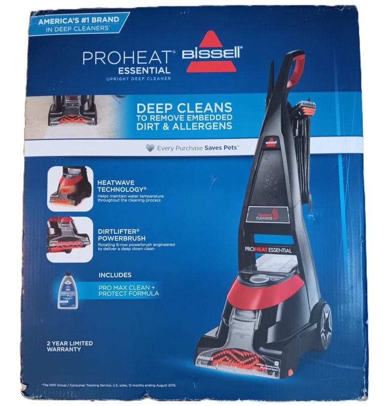 Bissel Proheat Essential Upright Deep Cleaner Vacuum Model #1887 Red/Black new Open Box