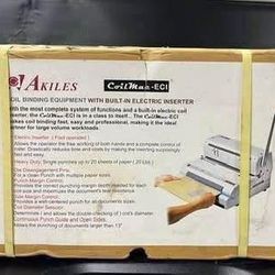 NEW Akiles CoilMac ECI 4:1 Coil Binding Machine w/ Electric Inserter. Factory Sealed. Free to ask, I reply