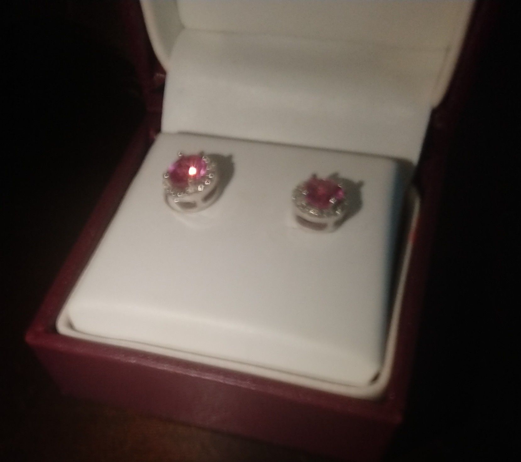 Pink Sapphire and diamonds earings