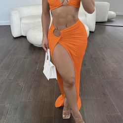 SHEIN Orange Dress Set