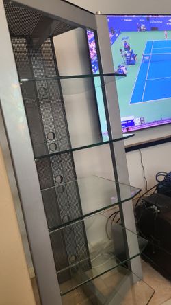 Set of 2 Metal and glass entertainment shelf