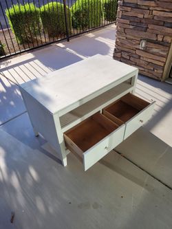 Two Drawer TV Stand White Solid Wood Excellent Condition $75