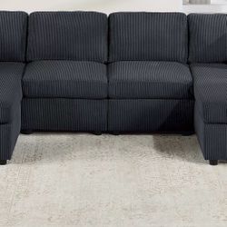 Brand New Black/Grey Modern Corduroy Loveseats Sofa