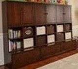 Pottery Barn Large Dark Wood Modular Bookcase Wall Unit