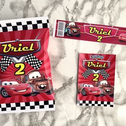Disney Cars Birthday Party Theme Stickers Labels Wraps Water Wraps Caprisun Cheetos