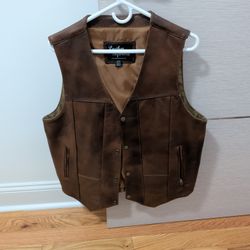 Leather Supreme Brown Vest For Men Size 42