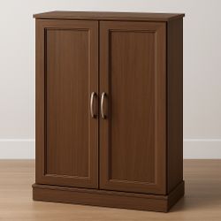 Brown Wooden Storage Cabinet with Double Doors – Brand New