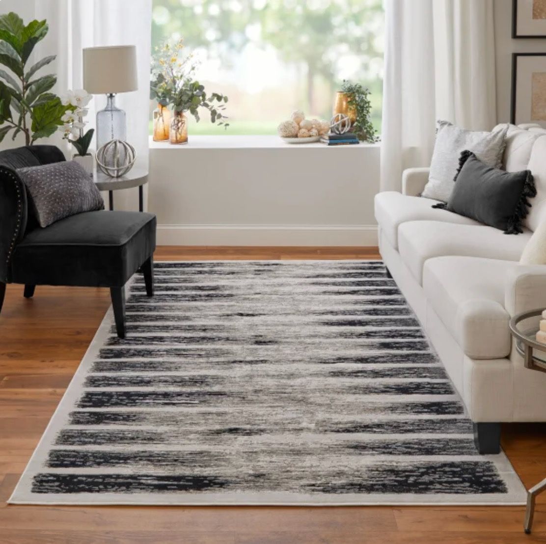 Feizy Jewel Area Rug, Charcoal/Gray Grid