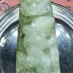 Burmese icy Type A Jadeite Jade Pendant Lucky Dragon.