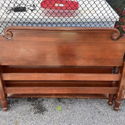 Vintage Wood Bed Frame/Head Board