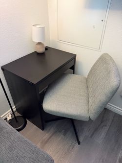 IKEA MICKE Desk & Grey Swivel Chair Set
