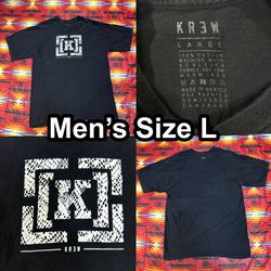 Krew Skateboarding T-Shirt Men’s Size Large Black Short Sleeve Skate Streetwear