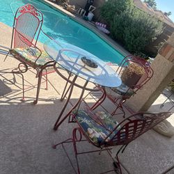 4pc Outdoor Patio Set. 3 Chairs And Glass Table