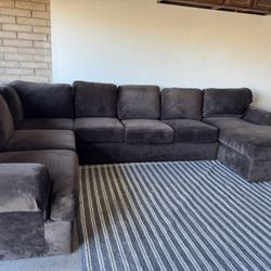 Brown Microfiber Sectional Sofa Couch 