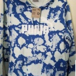 PUMA SPIRAL BLEACHED LIMITED EDITION MEN'S PULLOVER HOODIE SWEATER SIZE MEDIUM ICE FLOW BLUE/WHITE BRAND NEW WITH TAGS CHECK OUT THE REST OF MY OFFERS