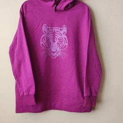 NEW Tiger Print  Burgundy Men's/ Women's Hoodie Sweatshirt Sweater Top Size XL Extra Large 