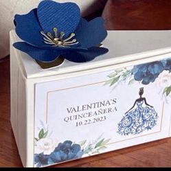 QUINCEANERA MIS QUINCE – DRESS navy blue favor boxes