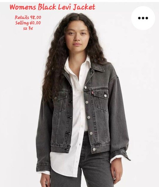 Womens Levi Black trucker Jacket 2x