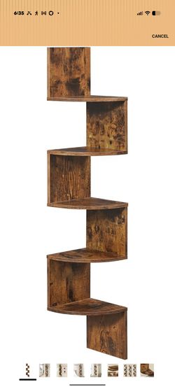 Corner Shelf Wall Mount, 5-Tier Floating Corner Bookshelf