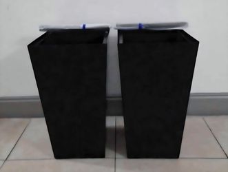 *** REDUCED *** PAIR of 22" Black Square Resin Planters with Irrigation (2 for $60) @ Lasting Creations