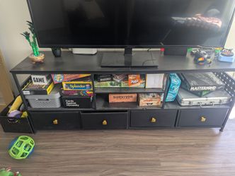 Black Metal TV Stand with Drawers