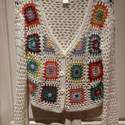 Cotton Emporium Multicolor Crochet Cardigan Size XS