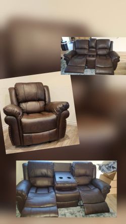 Sofas set 3pcs recliner manual nuevos en caja