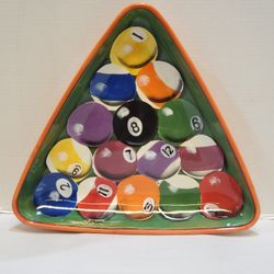 CLAY ART Rack ‘Em Up Pool Table Appetizer Platter Bowl. Perfect for the Men cave! 