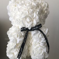 Teddy Bear, Handmade Fully Assembled Artificial Flower Roses