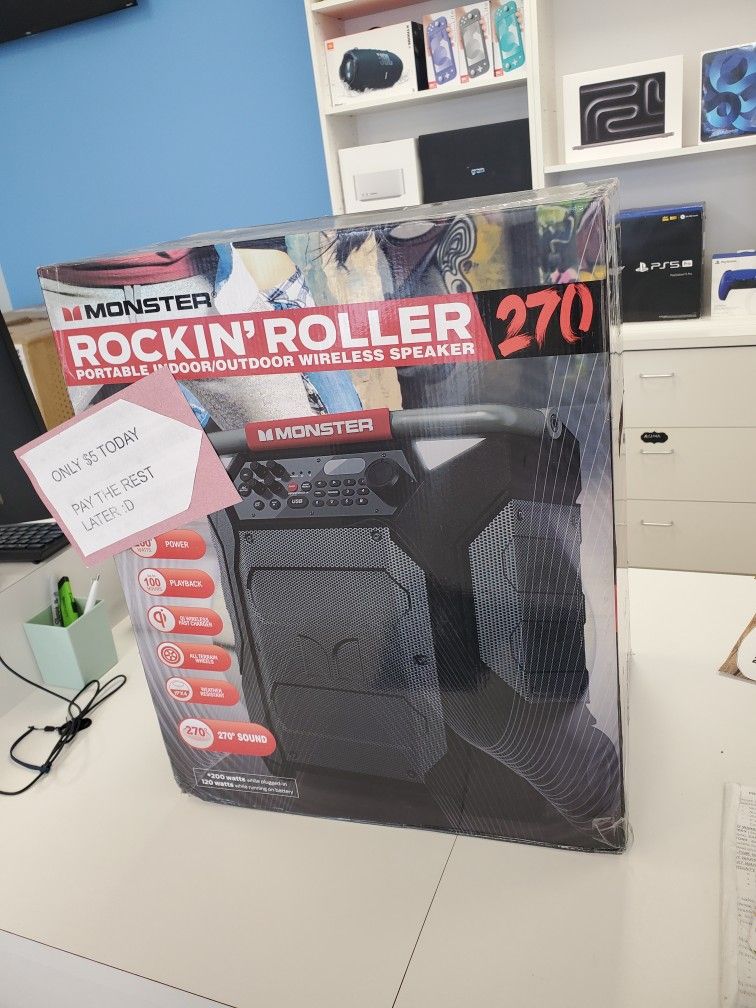 Monster Rockin' Roller Bluetooth Speaker New Pay $1 DOWN AVAILABLE