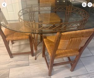 Powder coated steel high end dining table and chairs!