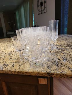 Set Of 10 Wine Cristal Glasses, 6 Small Glasses , 2 Champaign Glasses 
