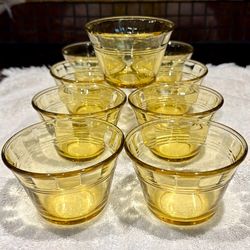 Fortecrisa Mexico 1950s Set of 9 Amber Gold Glass Custard Cups 4 oz-Vintage!