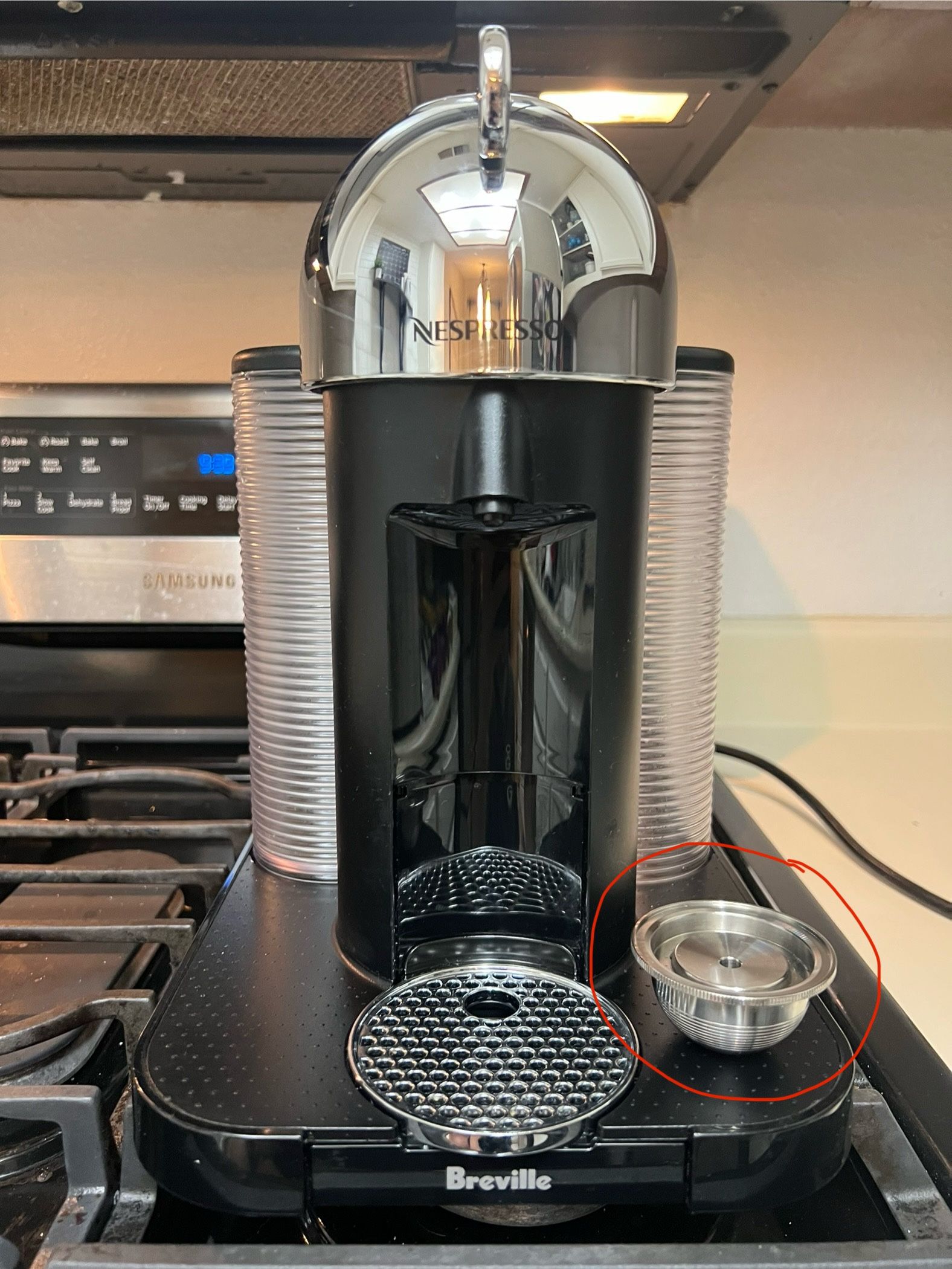 Nespresso Vertuo Chrome Espresso Machine With Reusable Pod