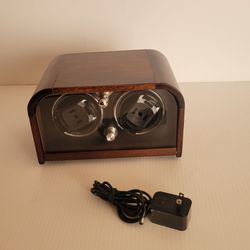 Dual Double Automatic Watch Winder Box Wooden Storage Case Multi Color LED light. Pre-owned, in good working and cosmetic shape. Tested. Comes with po