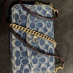 Denim Coach cross body bag