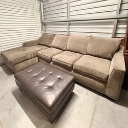 Gray sectional with ottoman
