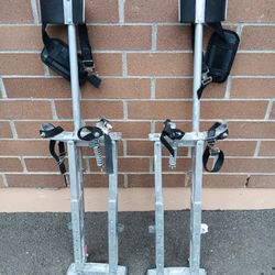 a pair of Drywall stilts there spring loaded and adjustable work great 