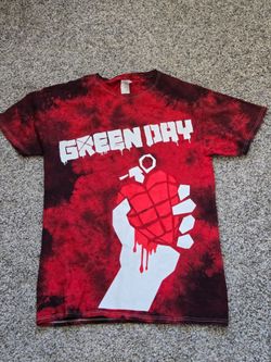 Green Day American Idiot Tie Dye Band T Shirt Red Black Size M